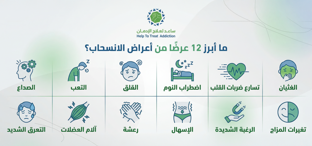 أعراض الانسحاب من المخدرات تشمل القلق واضطراب النوم والتعب والرغبة الشديدة أثناء التوقف عن التعاطي