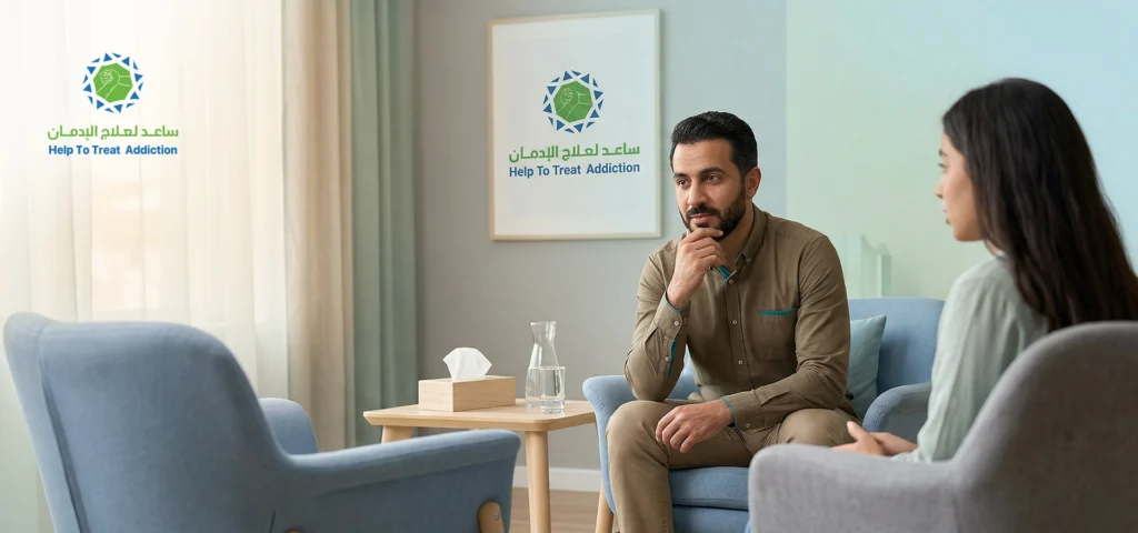 جلسة دعم نفسي داخل مراكز علاج الإدمان في سلطنة عمان تحت إشراف متخصص